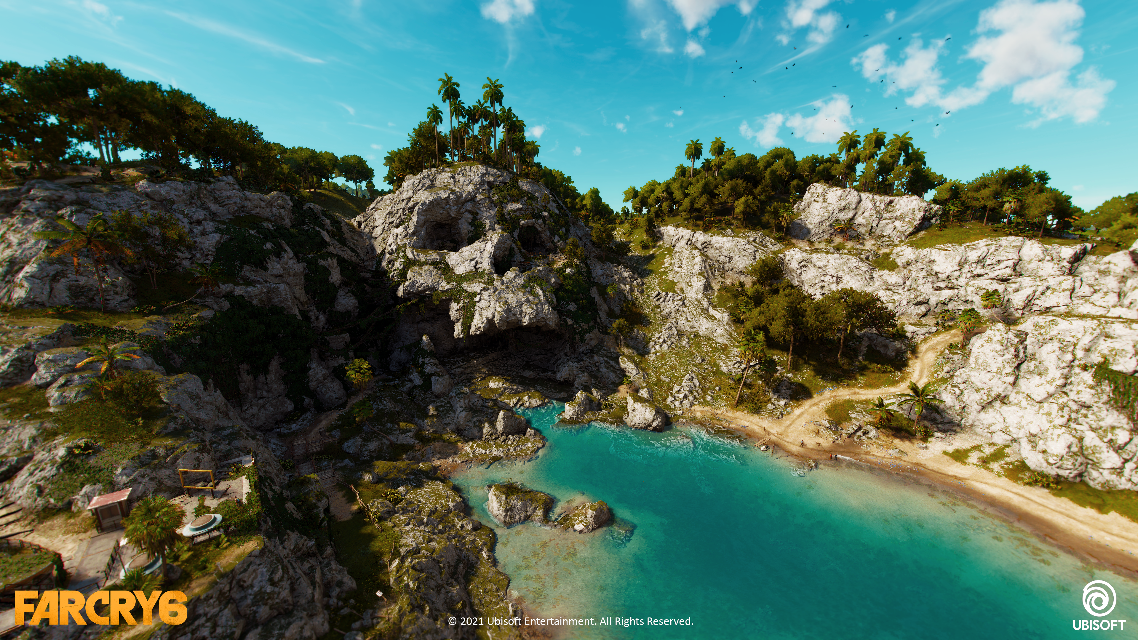 Art of skull cave and blue water