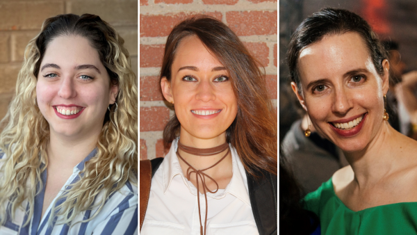 Three headshots side-by-side of Shaked Brosh, Sarah Burton and Stephanie Brenham